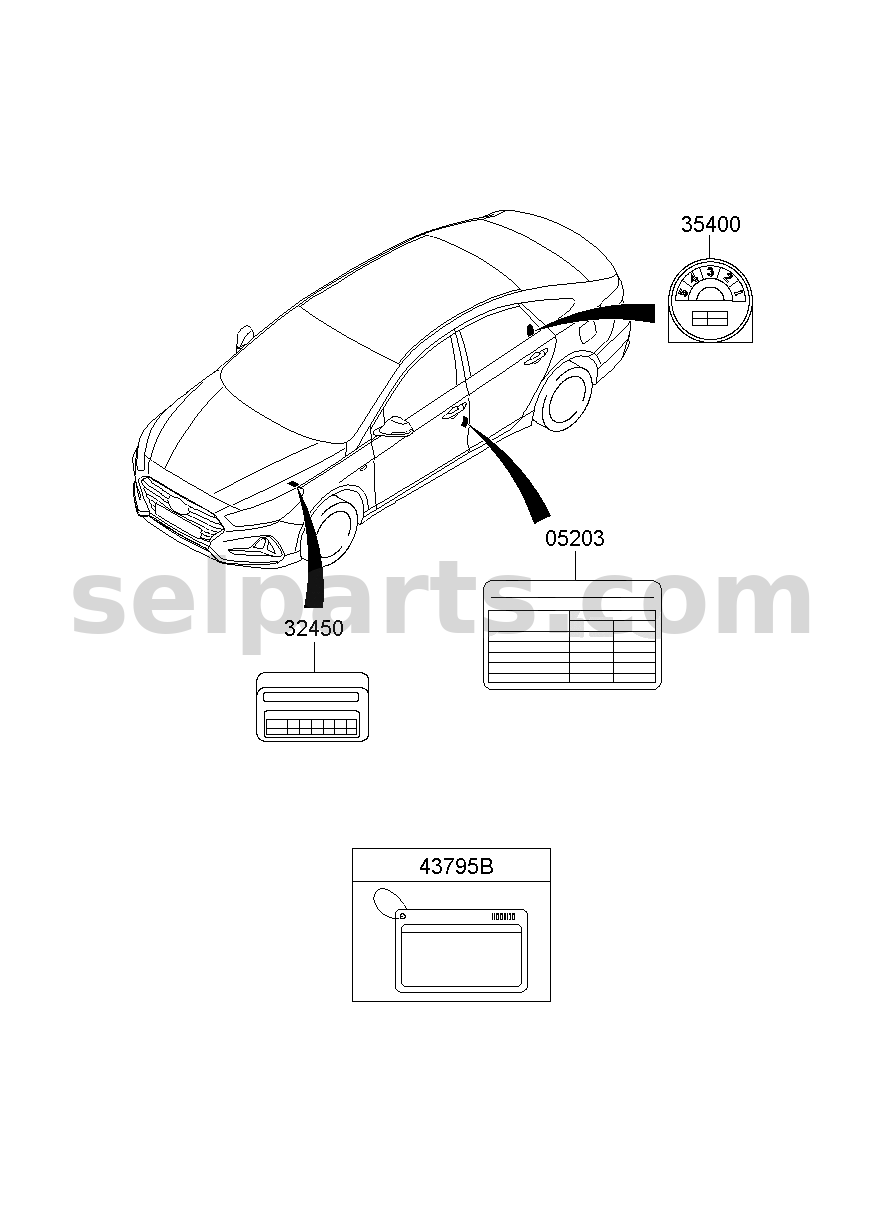 Genuine LABEL-EMISSION CONTROL for Hyundai Sonata #324702EYA8