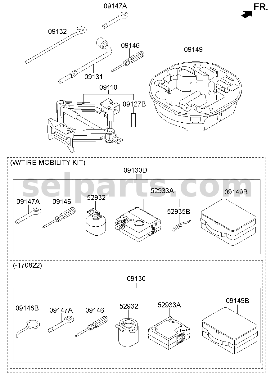 Genuine SET-TIRE MOBILITY KIT & TOOL for Hyundai Sonata #09130C1100