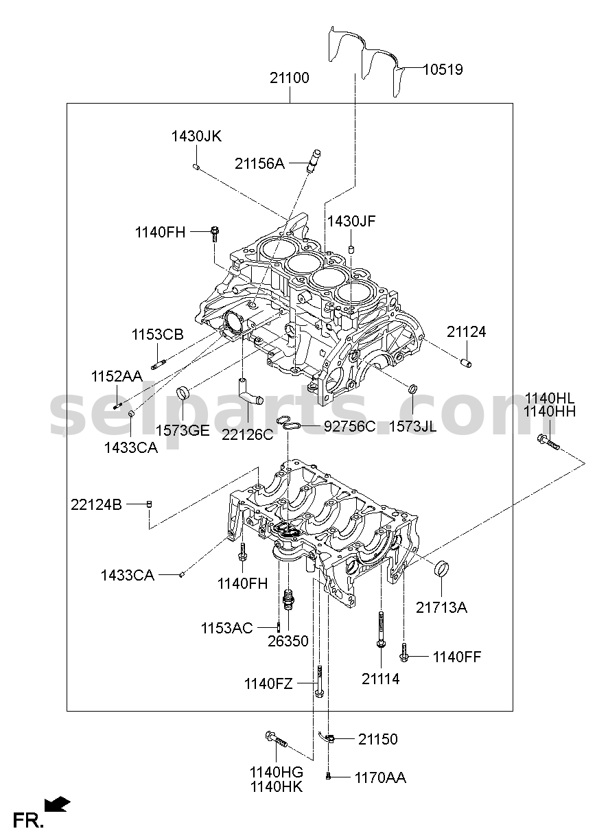 Genuine BLOCK ASSY-CYLINDER for Hyundai Sonata #3S21C2EA03E
