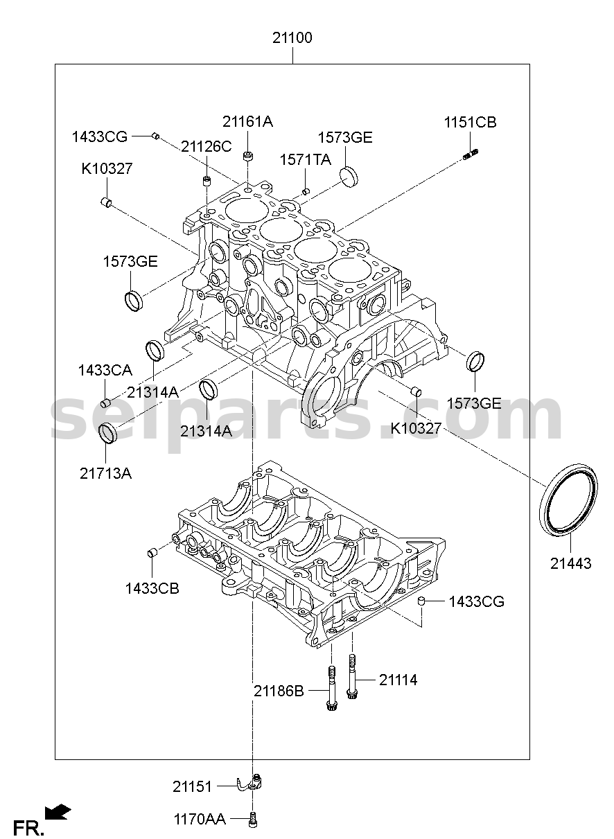 Genuine BLOCK ASSY-CYLINDER for Hyundai Sonata #42RV32AF00