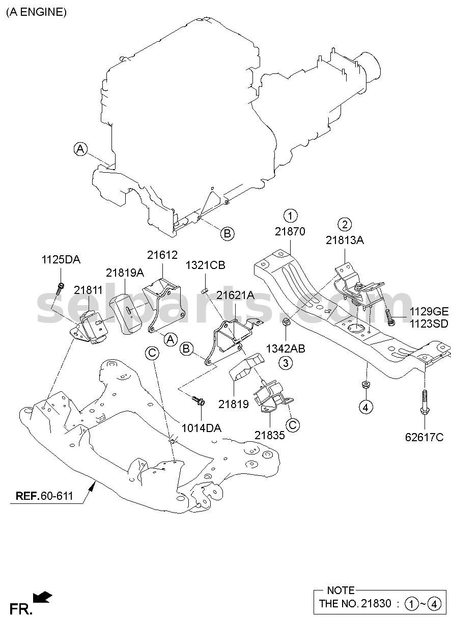 Genuine CROSSMEMBER ASSY-T/M MTG for Hyundai Grand Starex #218554H810