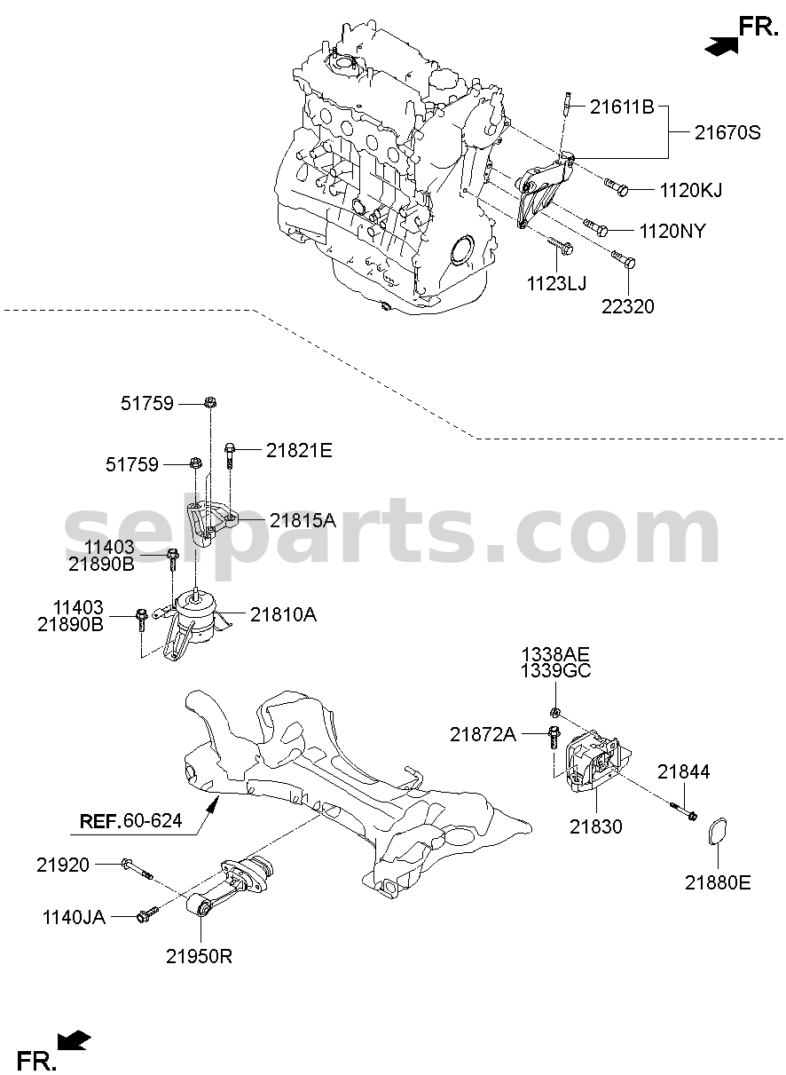 Genuine BRACKET ASSY-ENGINE MTG for Hyundai Sonata #21810D4220