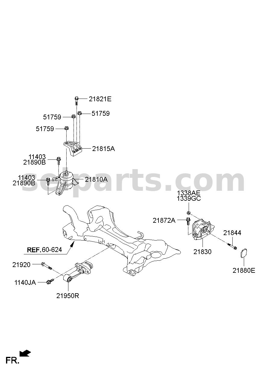 Genuine BRACKET ASSY-ROLL ROD for Hyundai Sonata #21950D4000