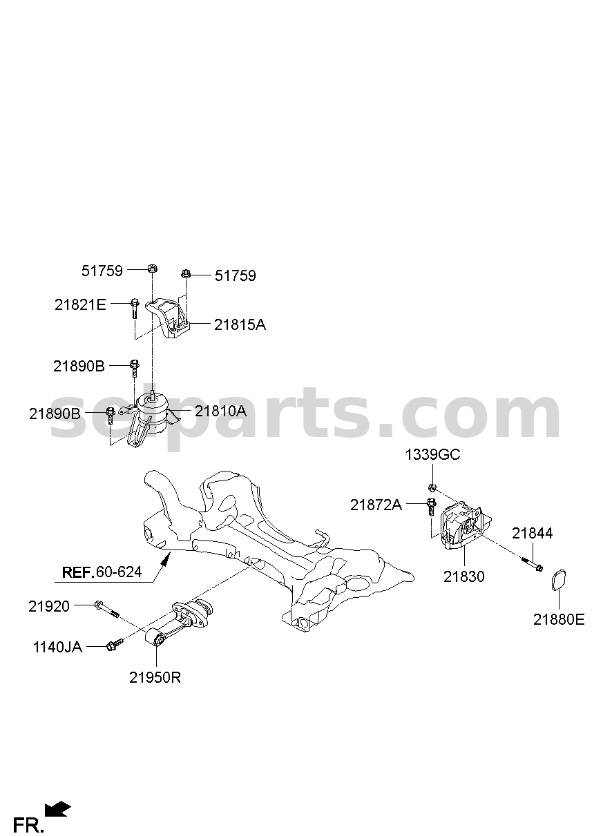 Genuine BRACKET ASSY-ROLL ROD for Hyundai Sonata #21950D4300