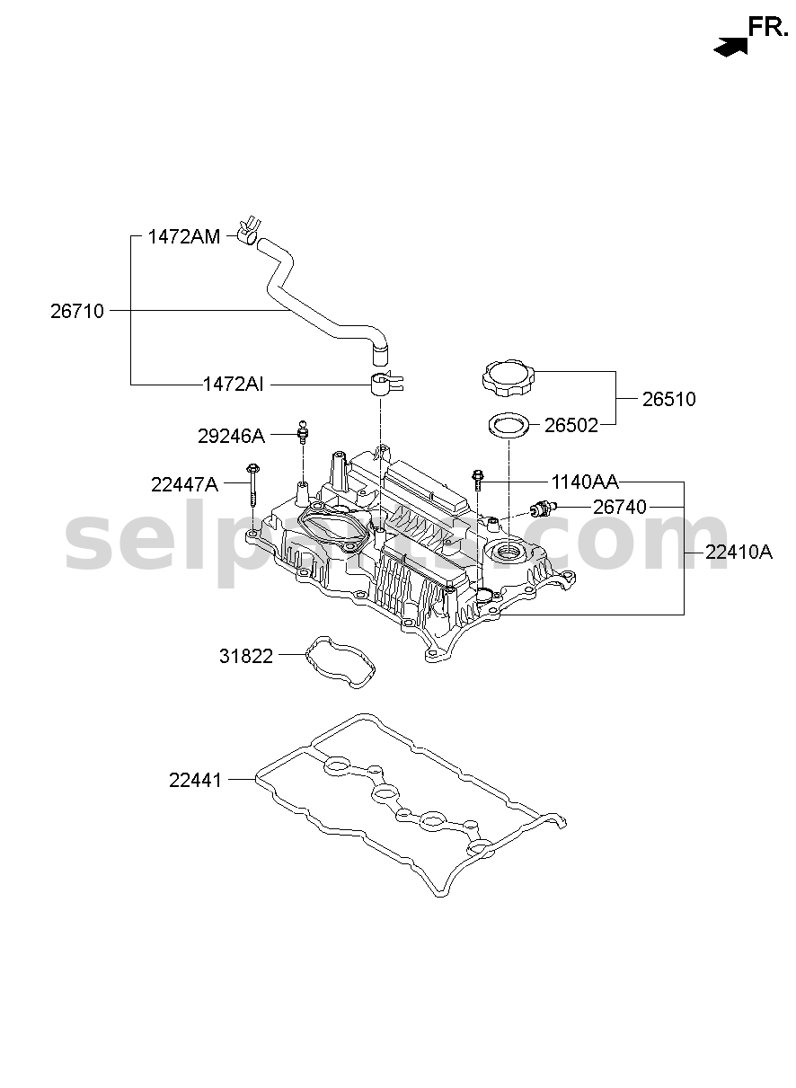 Genuine COVER ASSY-ROCKER for Hyundai Sonata #224102GGA1
