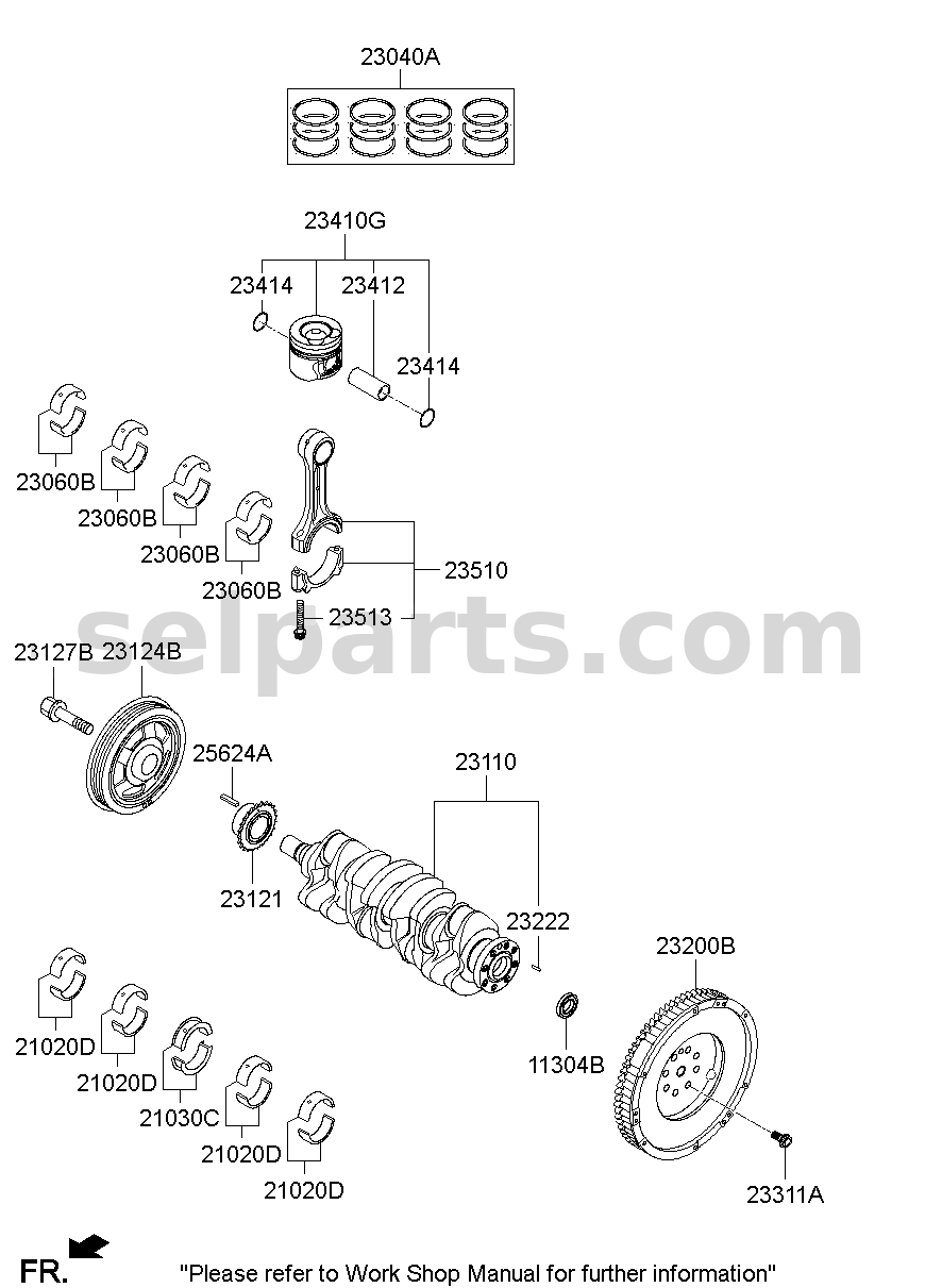 Genuine CRANKSHAFT ASSY for Hyundai Sonata #231102A810