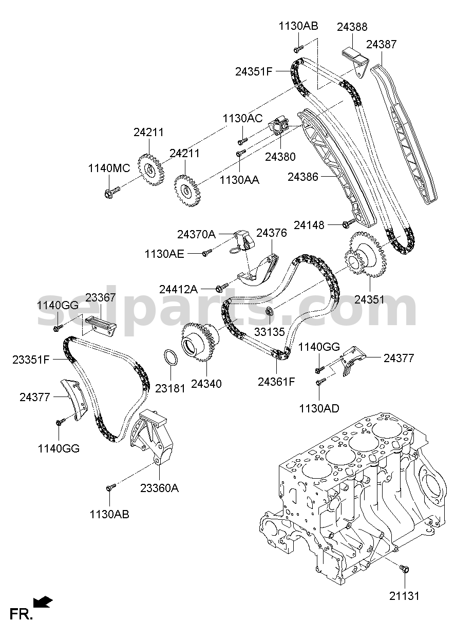 Genuine CHAIN-TIMING for Hyundai Grand Starex #243614A600