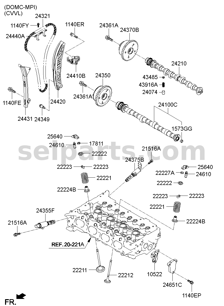 Genuine VALVE-EXHAUST for Hyundai Sonata #222122E410