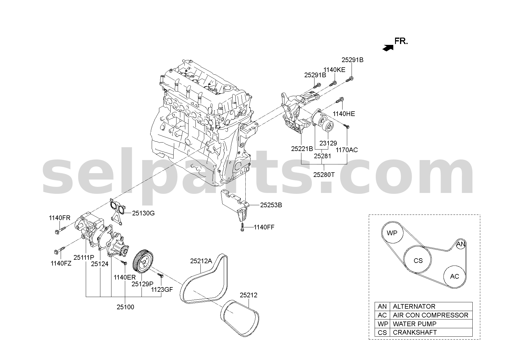 Genuine TENSIONER ASSY for Hyundai Sonata #252812GGB1