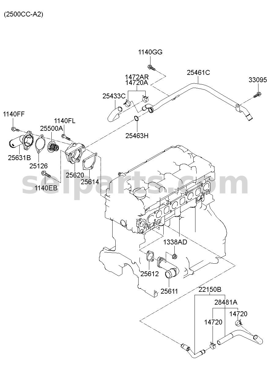 Genuine PIPE ASSY-HEATER for Hyundai Grand Starex #254614A705