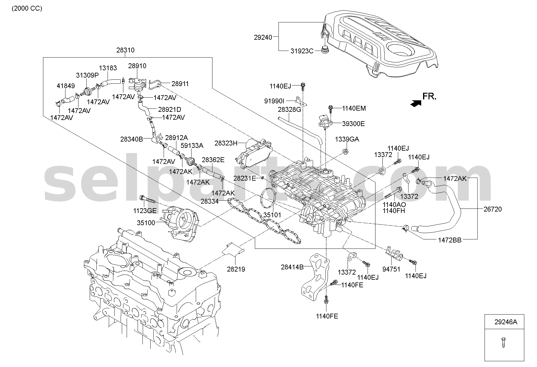 Genuine MANIFOLD ASSY-INTAKE for Hyundai Sonata #283102GTA1AS