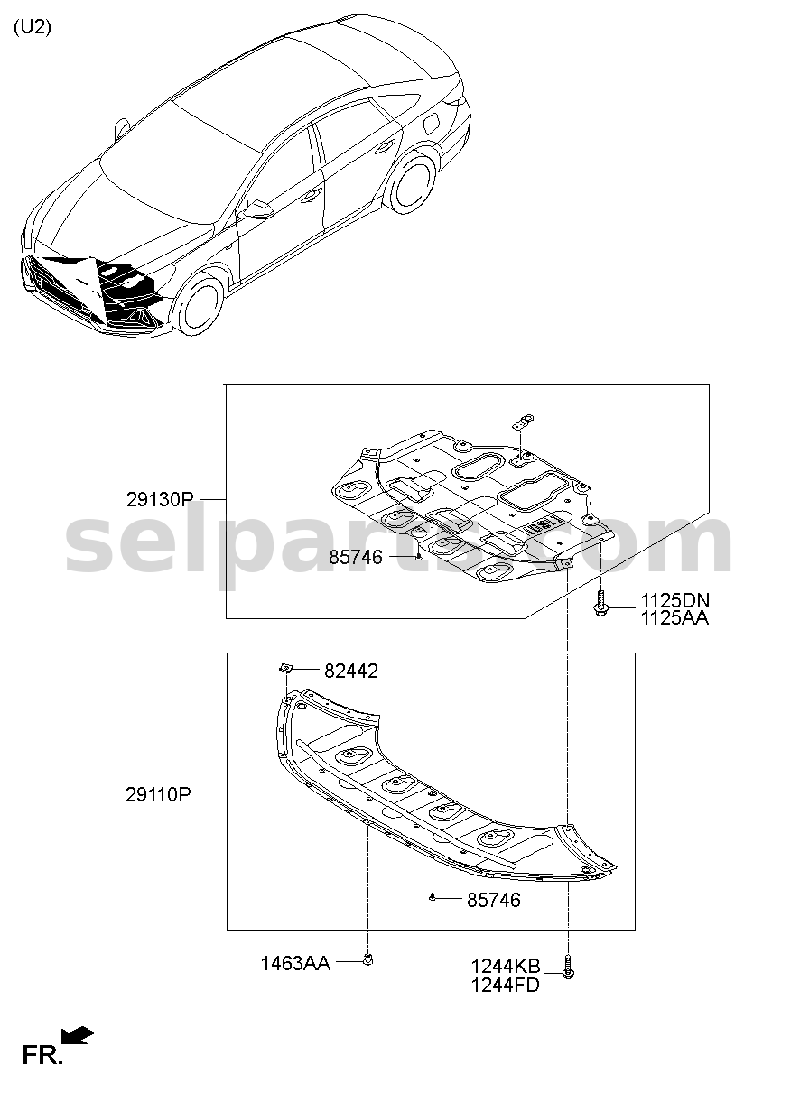 Genuine PANEL-UNDER COVER,ENGINE for Hyundai Sonata #29130C1500