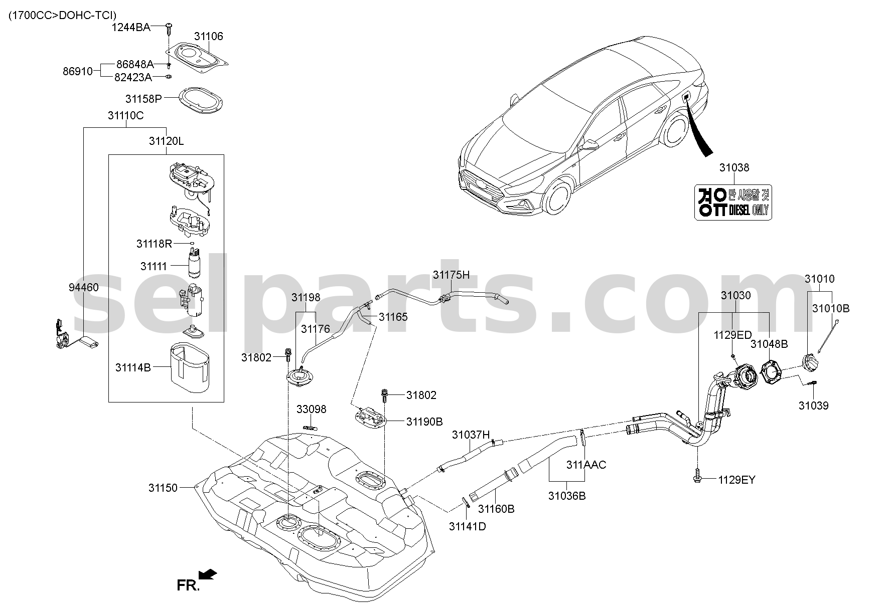 Genuine TANK ASSY-FUEL for Hyundai Sonata #31150C1000