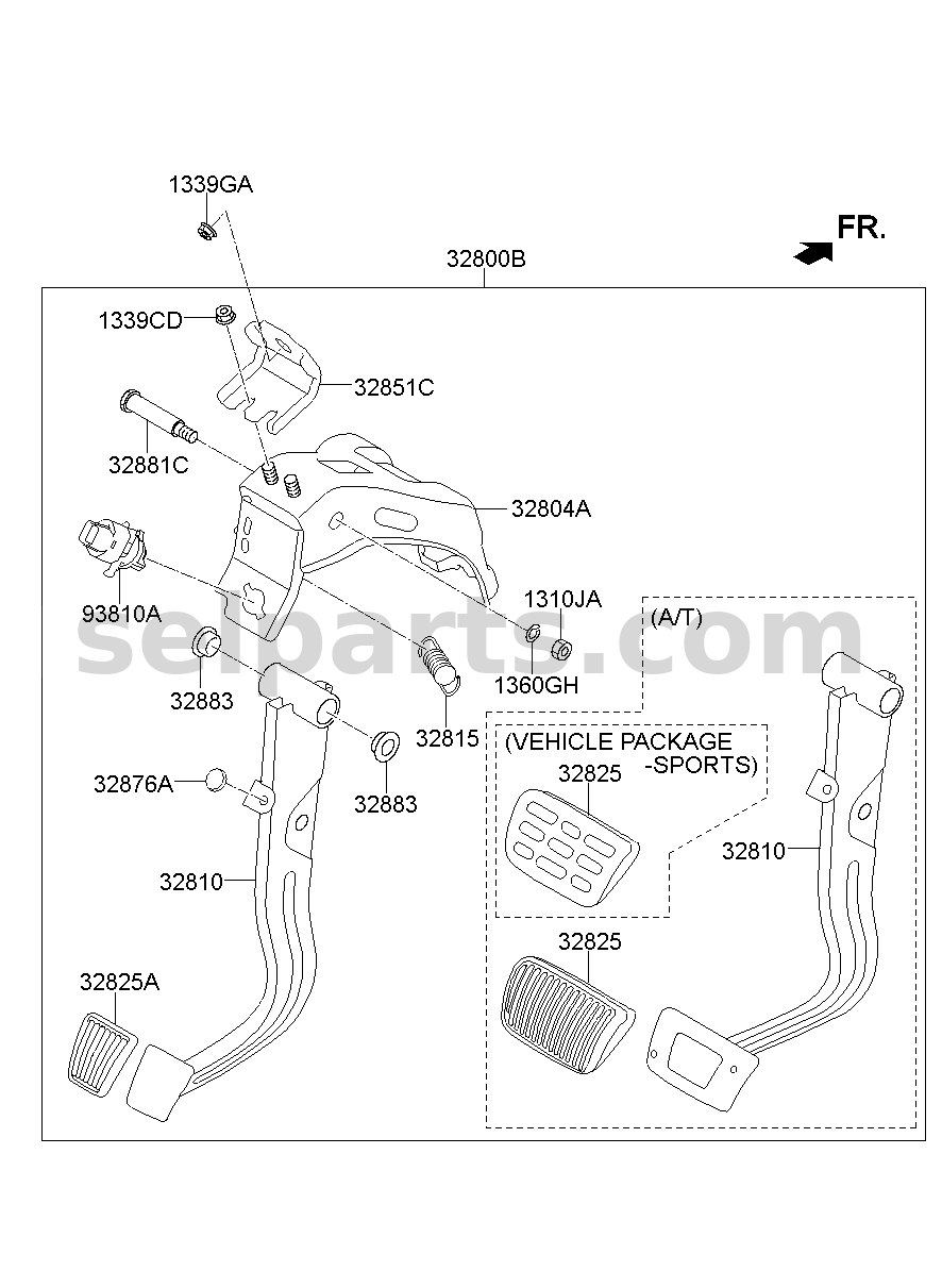 Genuine PEDAL ASSY-BRAKE for Hyundai Sonata #32800C1530