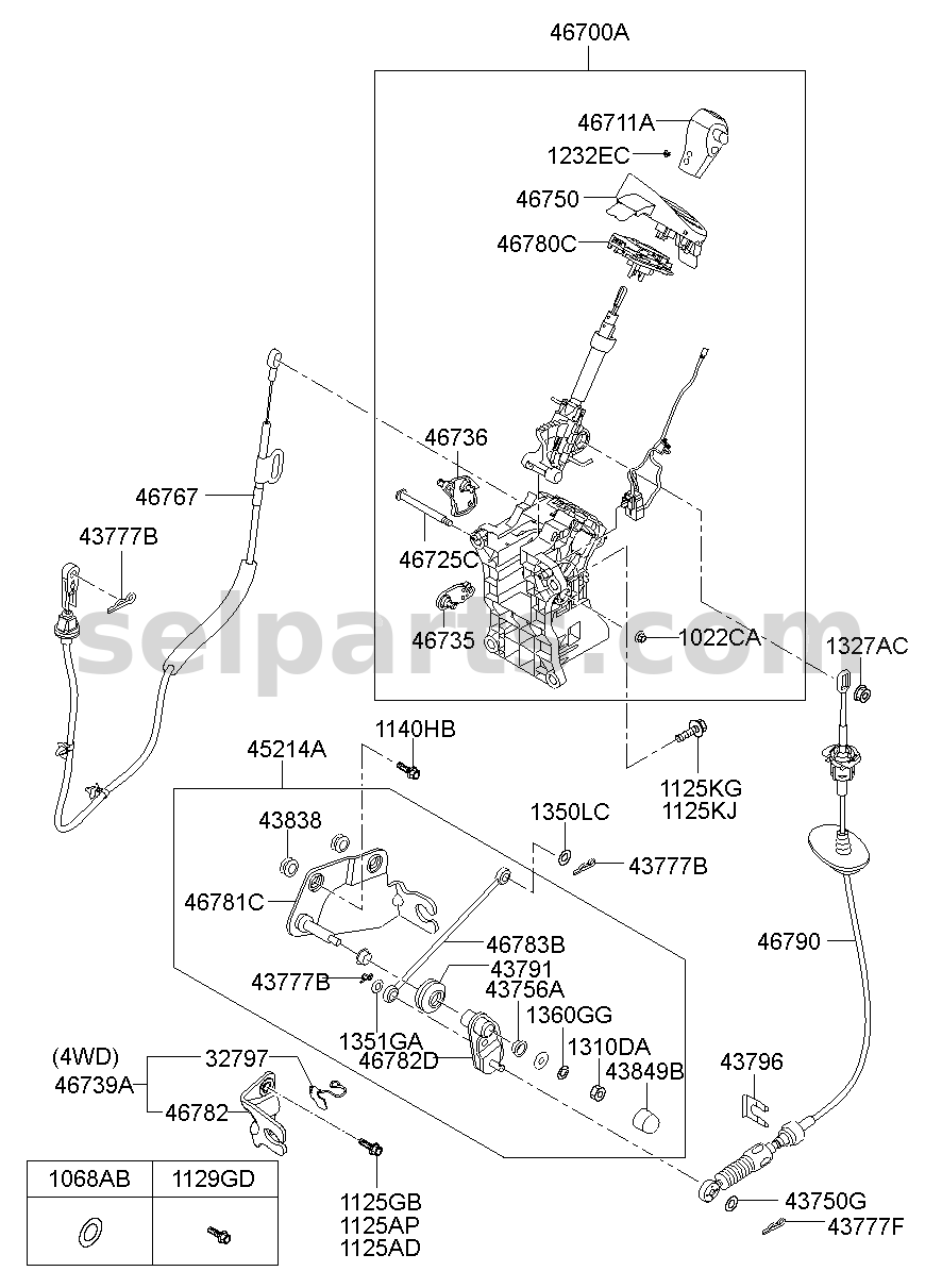 Genuine LEVER ASSY-ATM for Hyundai Grand Starex #467004H400WK