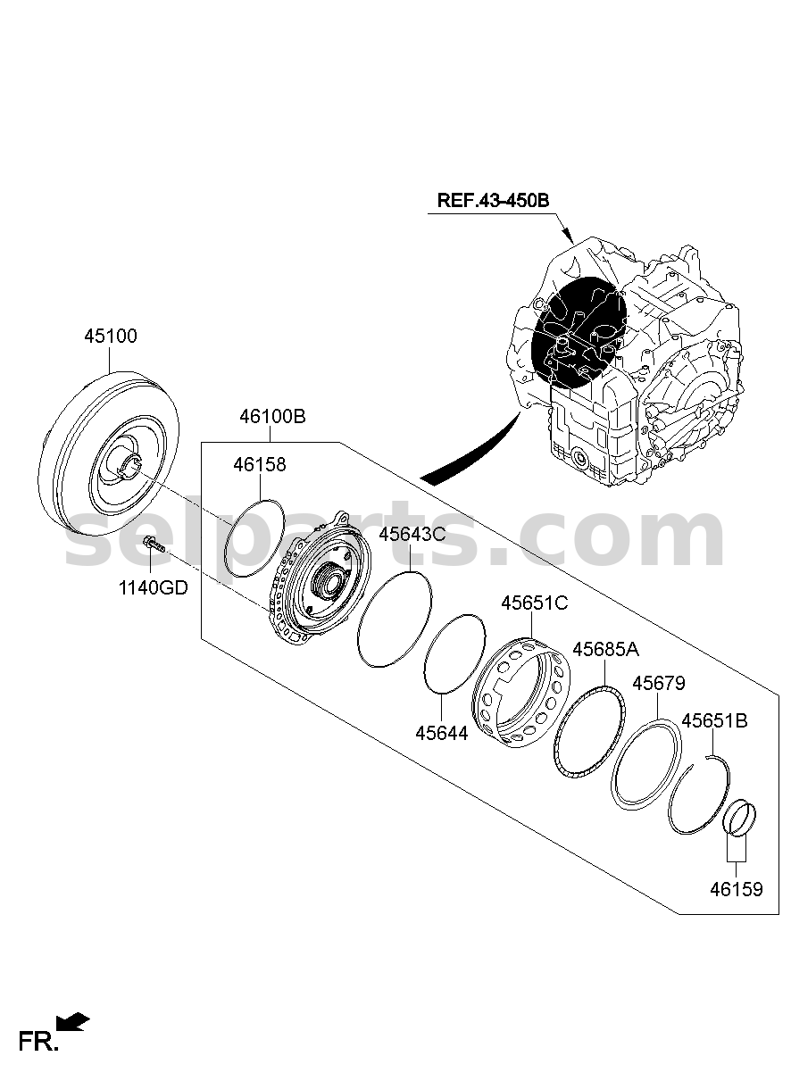 Genuine CONVERTER ASSY-TORQUE for Hyundai Sonata #451004G210