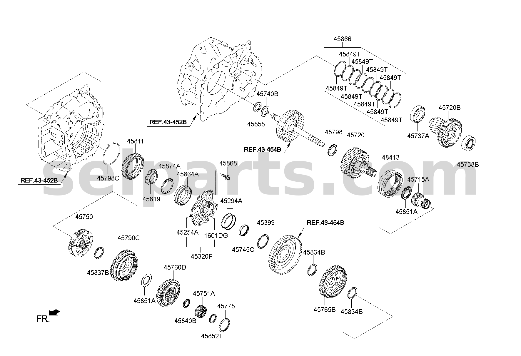 Genuine SUPPORT ASSY-CENTER for Hyundai Sonata #453104G100