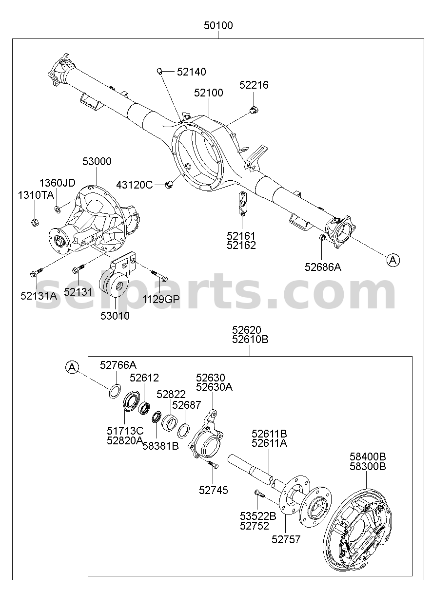 Genuine AXLE ASSY-RR for Hyundai Grand Starex #501004H560