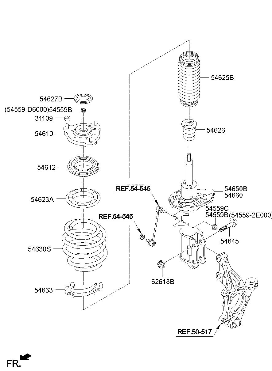 Genuine STRUT ASSY-FR,LH for Hyundai Sonata #54650C1070