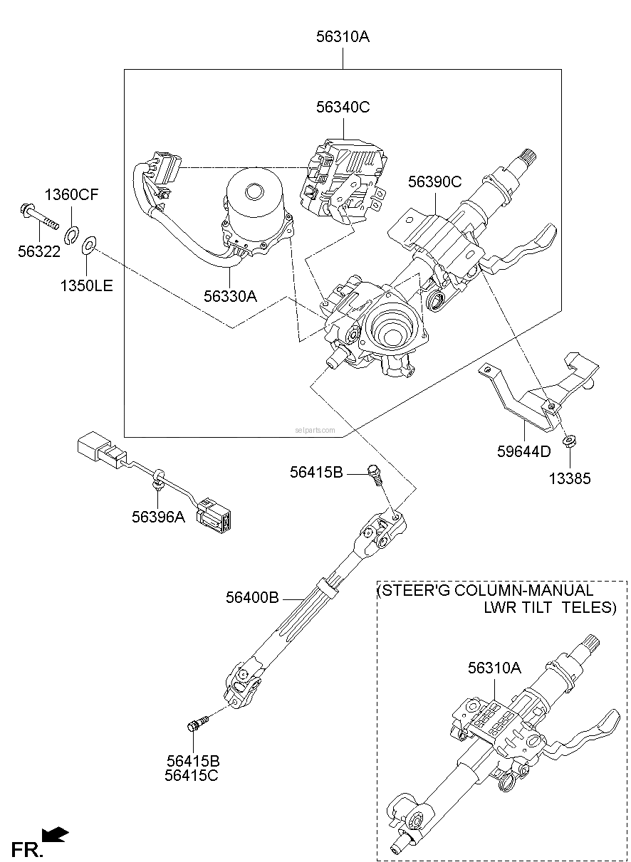 Genuine COLUMN ASSY-STEERING for Hyundai Sonata #56310C1510