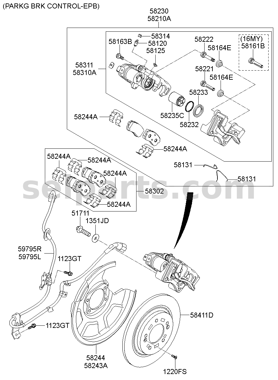 Genuine BRAKE ASSY-RR WHEEL,RH for Hyundai Sonata #58230C1050