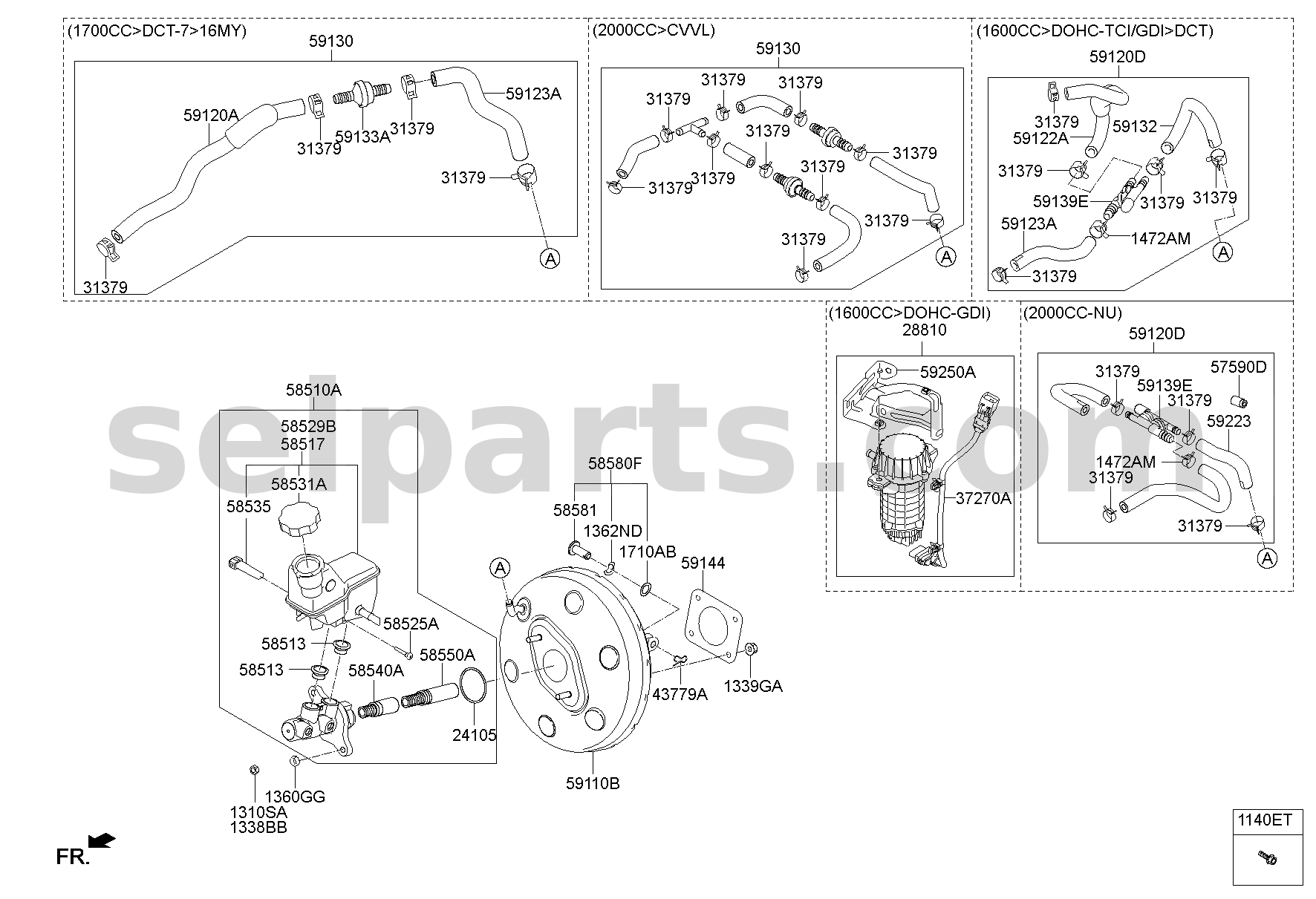 Genuine BOOSTER ASSY-BRAKE for Hyundai Sonata #59110C1550