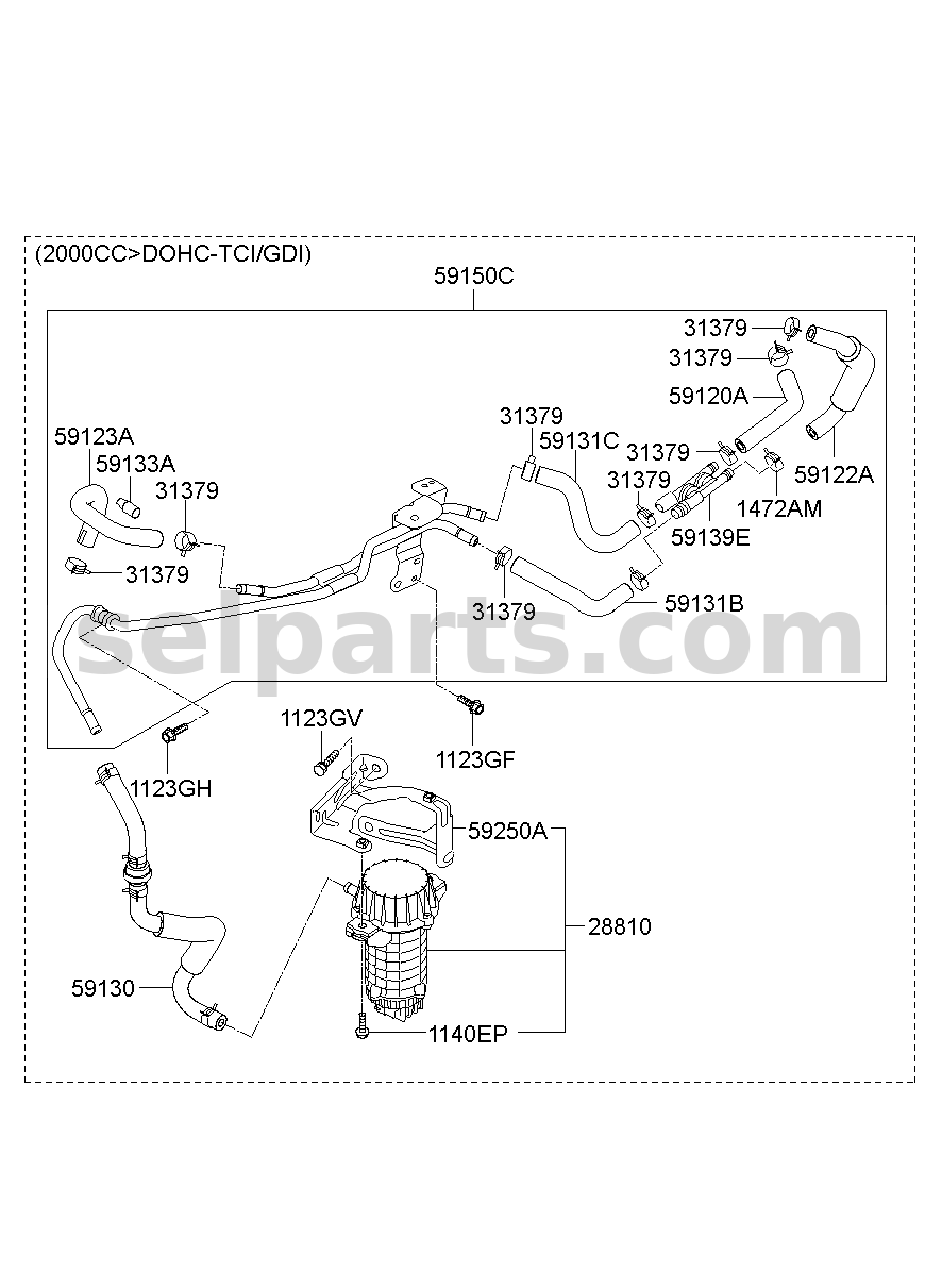 Genuine HOSE ASSY-VACUUM for Hyundai Sonata #59121C1900