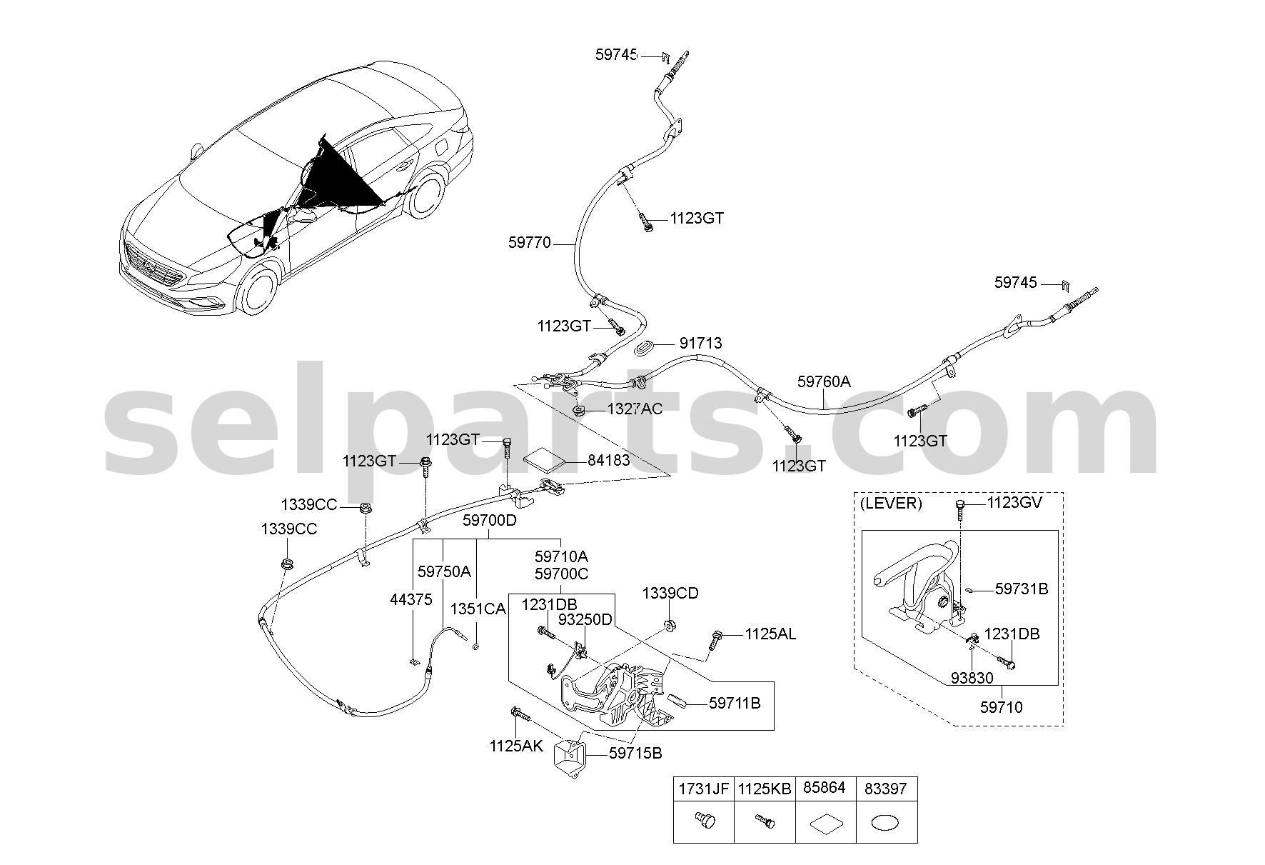 Genuine LEVER ASSY-PARKING BRAKE for Hyundai Sonata #59710C1200TRY
