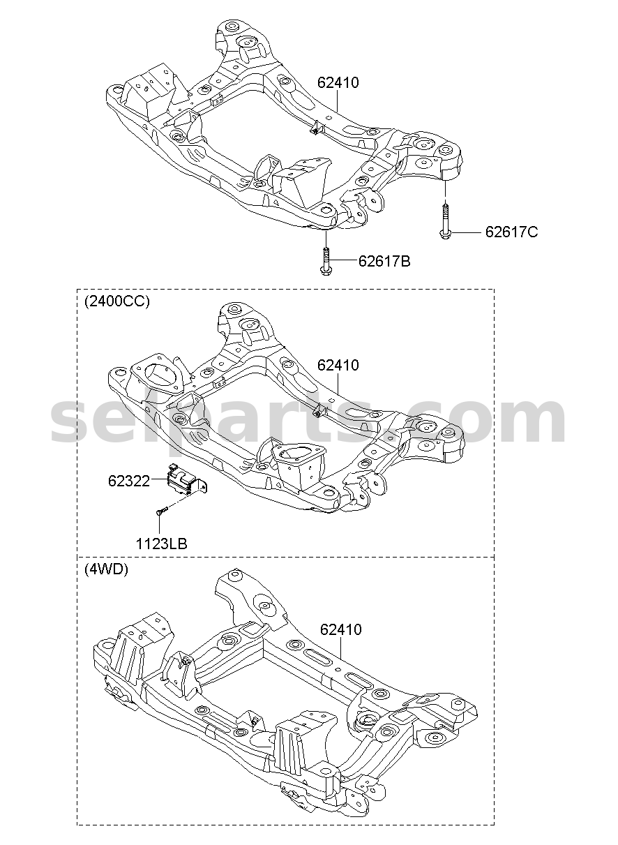 Genuine CROSSMEMBER ASSY-FRONT for Hyundai Grand Starex #624104H055