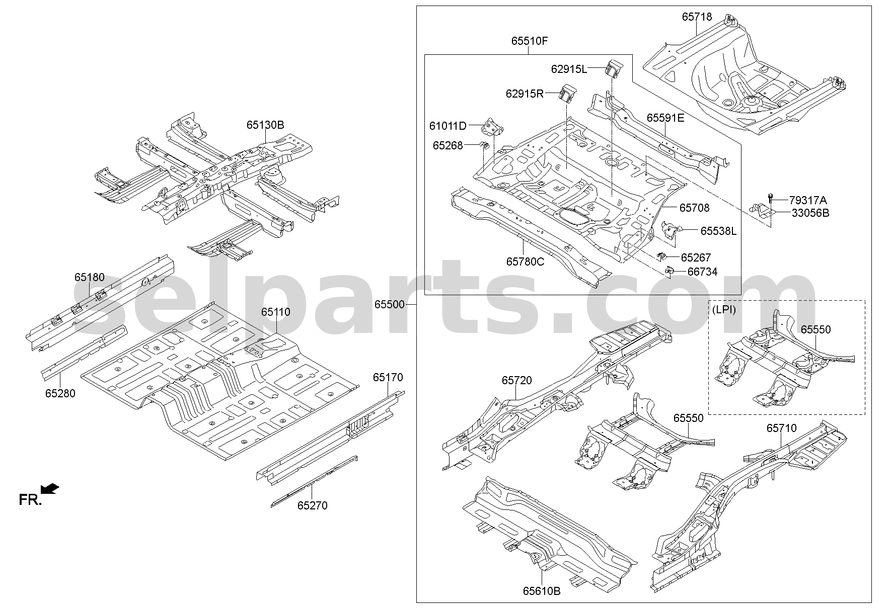 Genuine PNL ASSY-RR FLOOR FRT COMPLETE for Hyundai Sonata #65520C1500