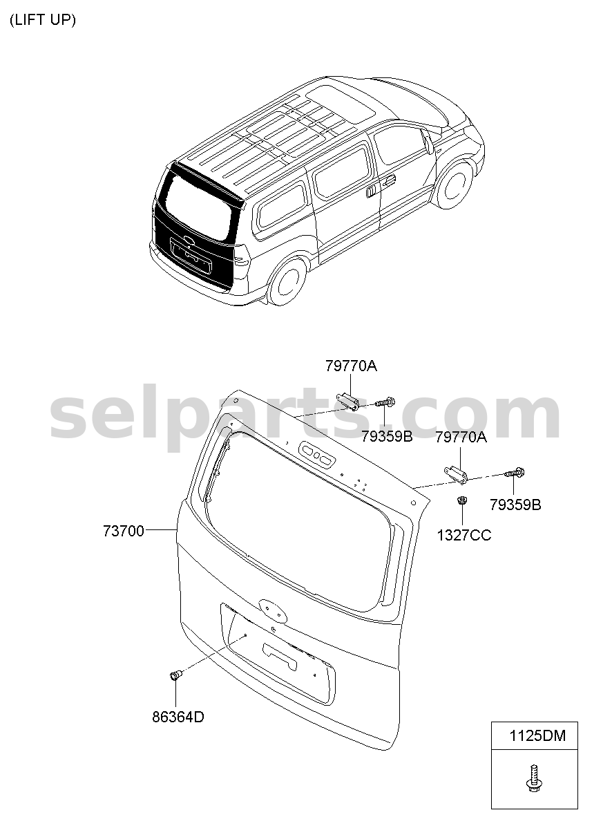 Genuine PANEL ASSY-TAIL GATE for Hyundai Grand Starex #737004H061
