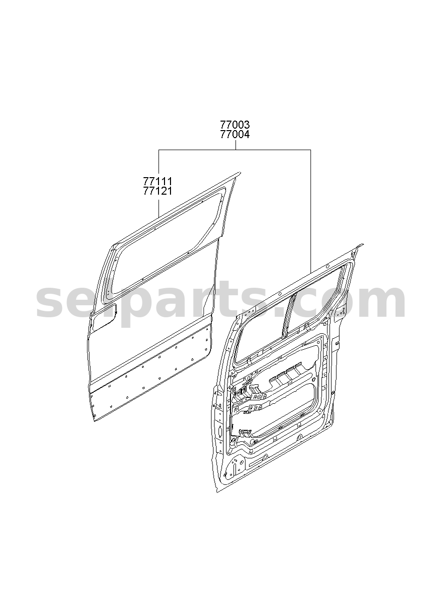 Genuine PANEL ASSY-REAR DOOR,RH for Hyundai Grand Starex #770044H070