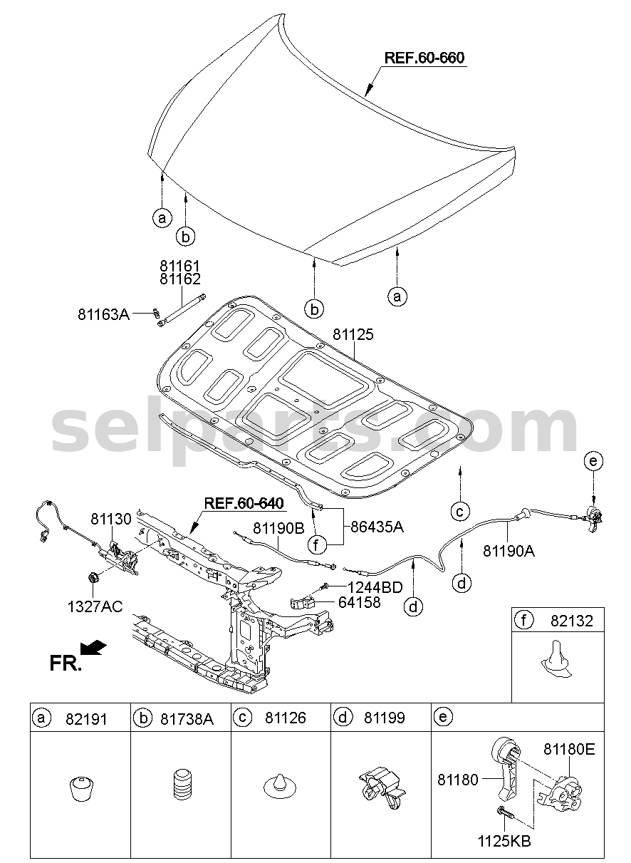 Genuine LATCH ASSY-HOOD for Hyundai Sonata #81130C1500