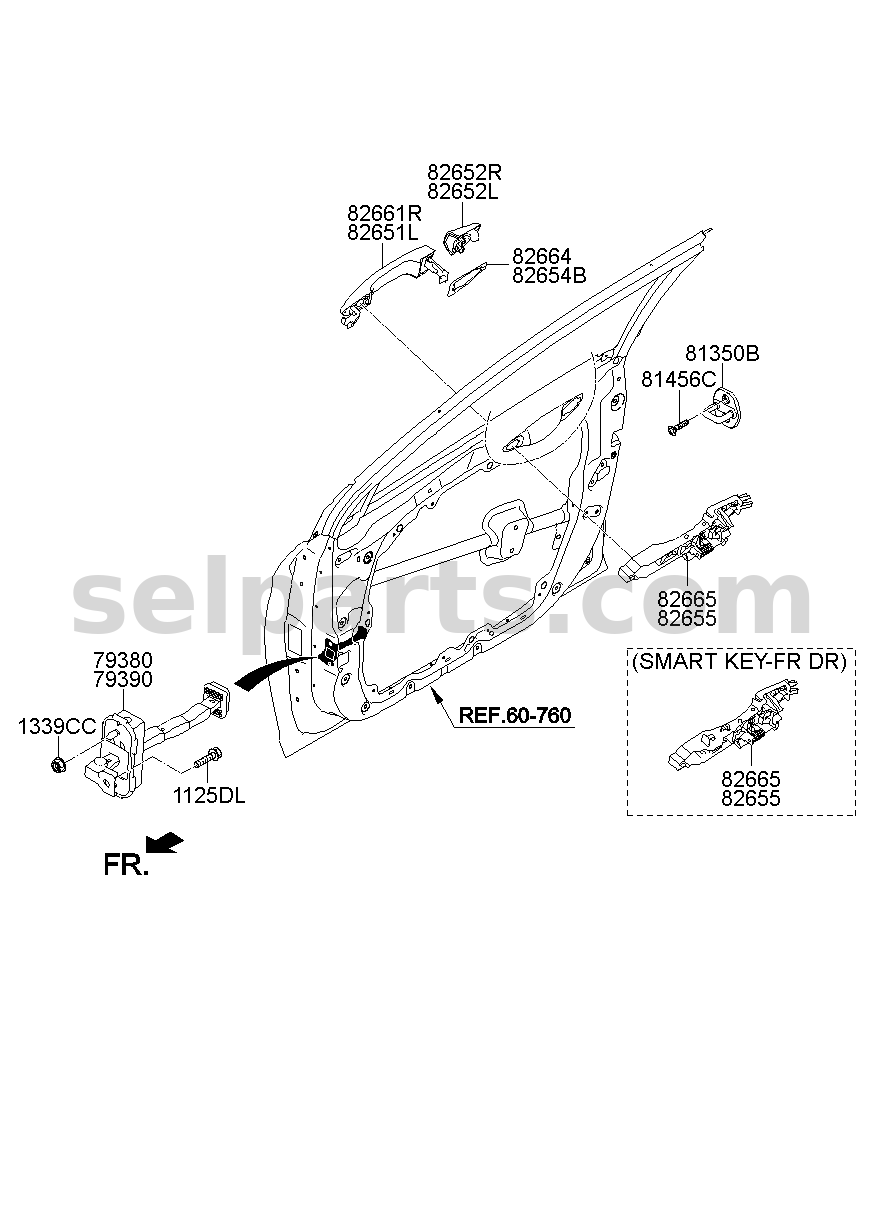 Genuine COVER-FR DR O/S HDL RH for Hyundai Sonata #82662C1060TRI