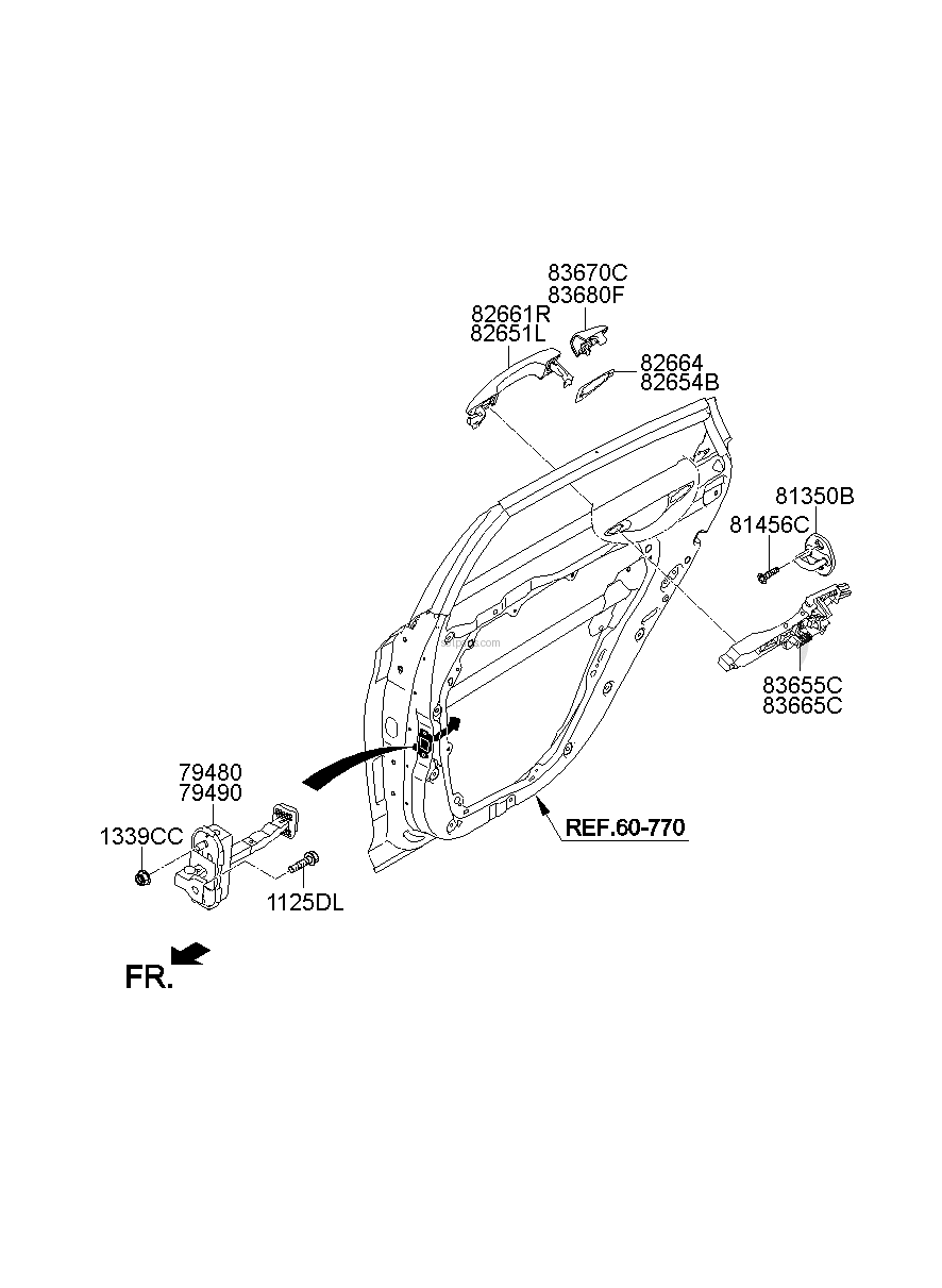 Genuine HANDLE ASSY-DOOR OUTSIDE,RH for Hyundai Sonata #82661C1000U9G
