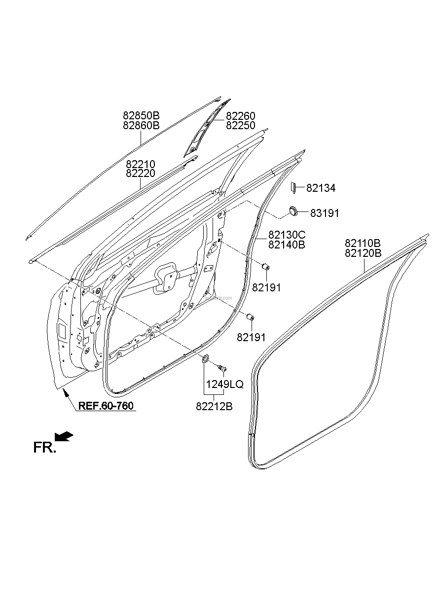Genuine W/STRIP-FR DR BODY SIDE LH for Hyundai Sonata #82110C1001TRY