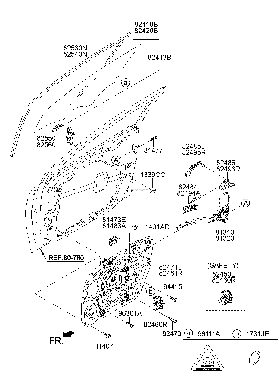 Genuine MOTOR ASSY-FRONT POWER WDW,RH for Hyundai Sonata #82460C1210