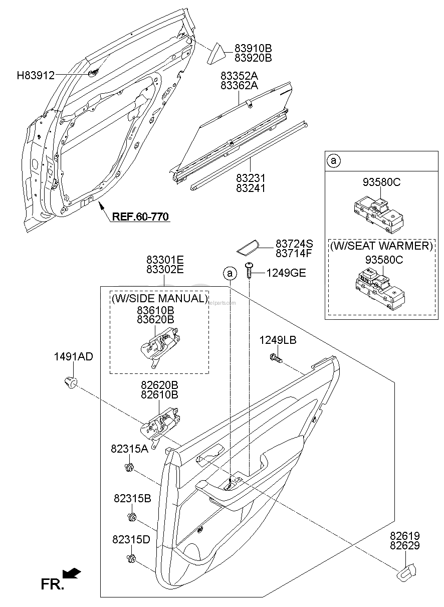 Genuine PANEL ASSY-REAR DOOR TRIM,LH for Hyundai Sonata #83305C1320VTR