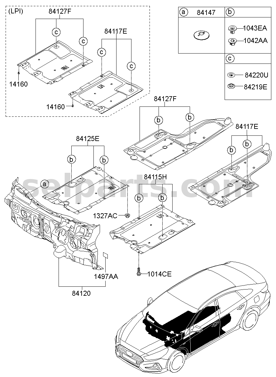 Genuine UNDER COVER ASSY-FLOOR FR,RH for Hyundai Sonata #84145G8000