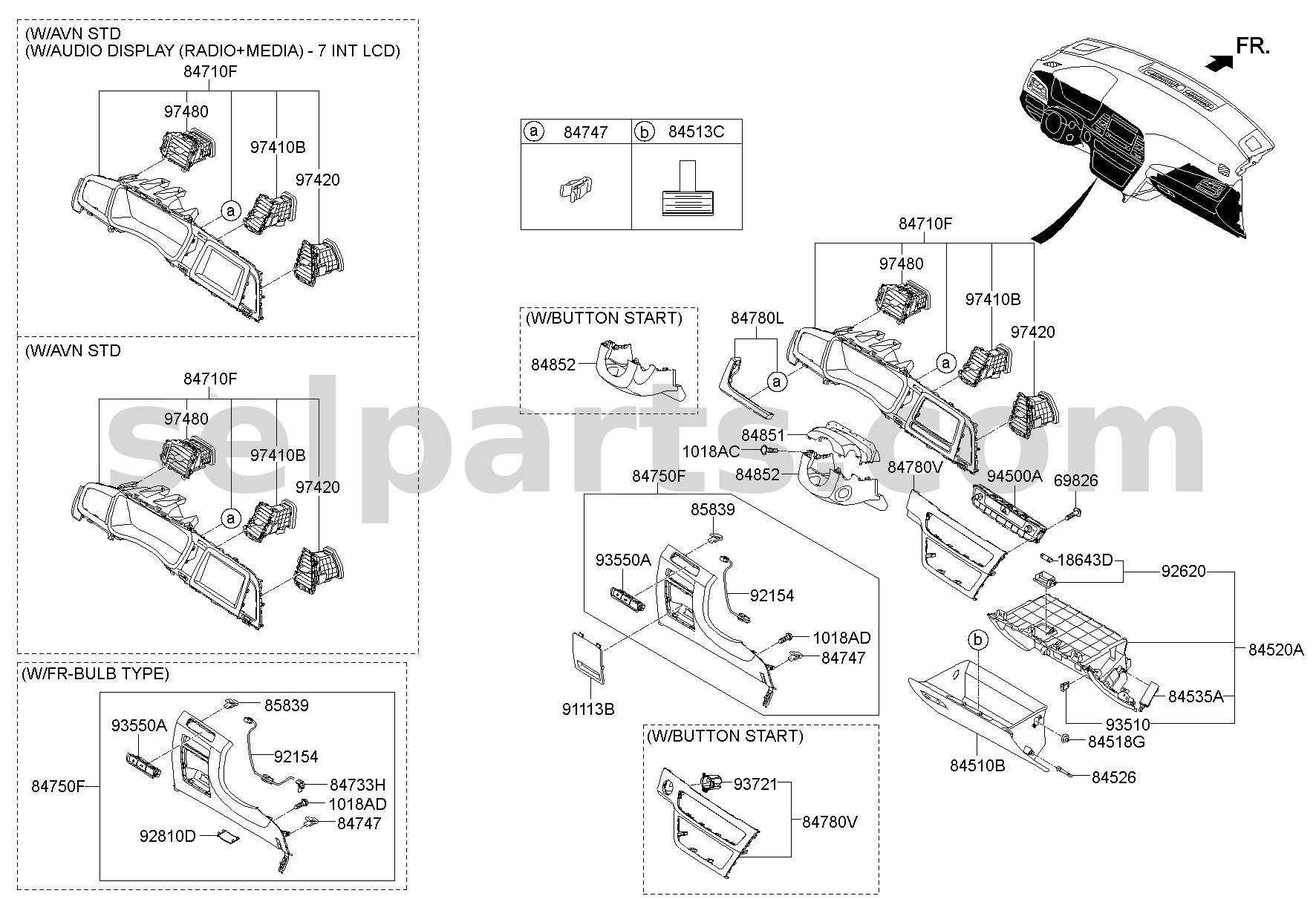 Genuine DUCT ASSY-CTR AIR VENT,LH for Hyundai Sonata #97410C1AA0VCA