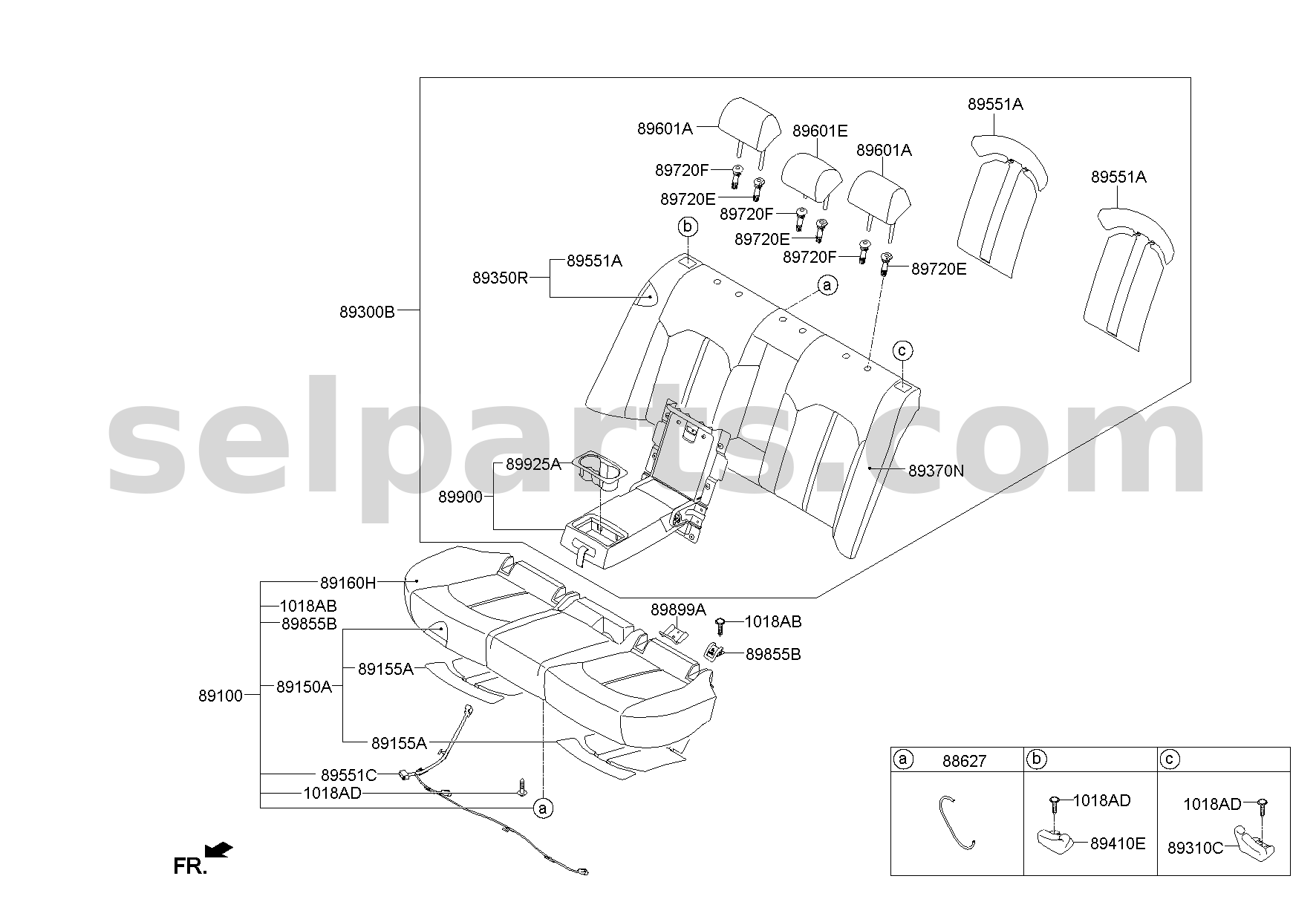 Genuine CUSHION ASSY-RR SEAT for Hyundai Sonata #89100C1AG0SZX