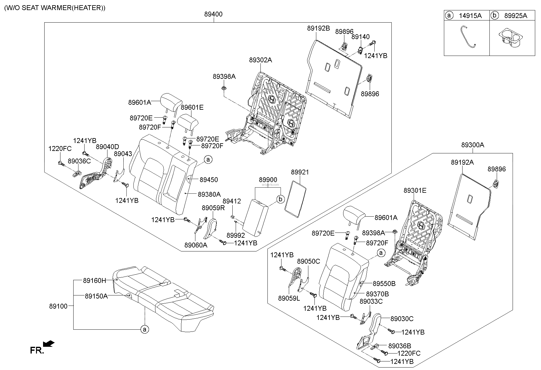 Genuine BACK ASSY-RR SEAT RH for Hyundai Tucson #89400D3571RSE