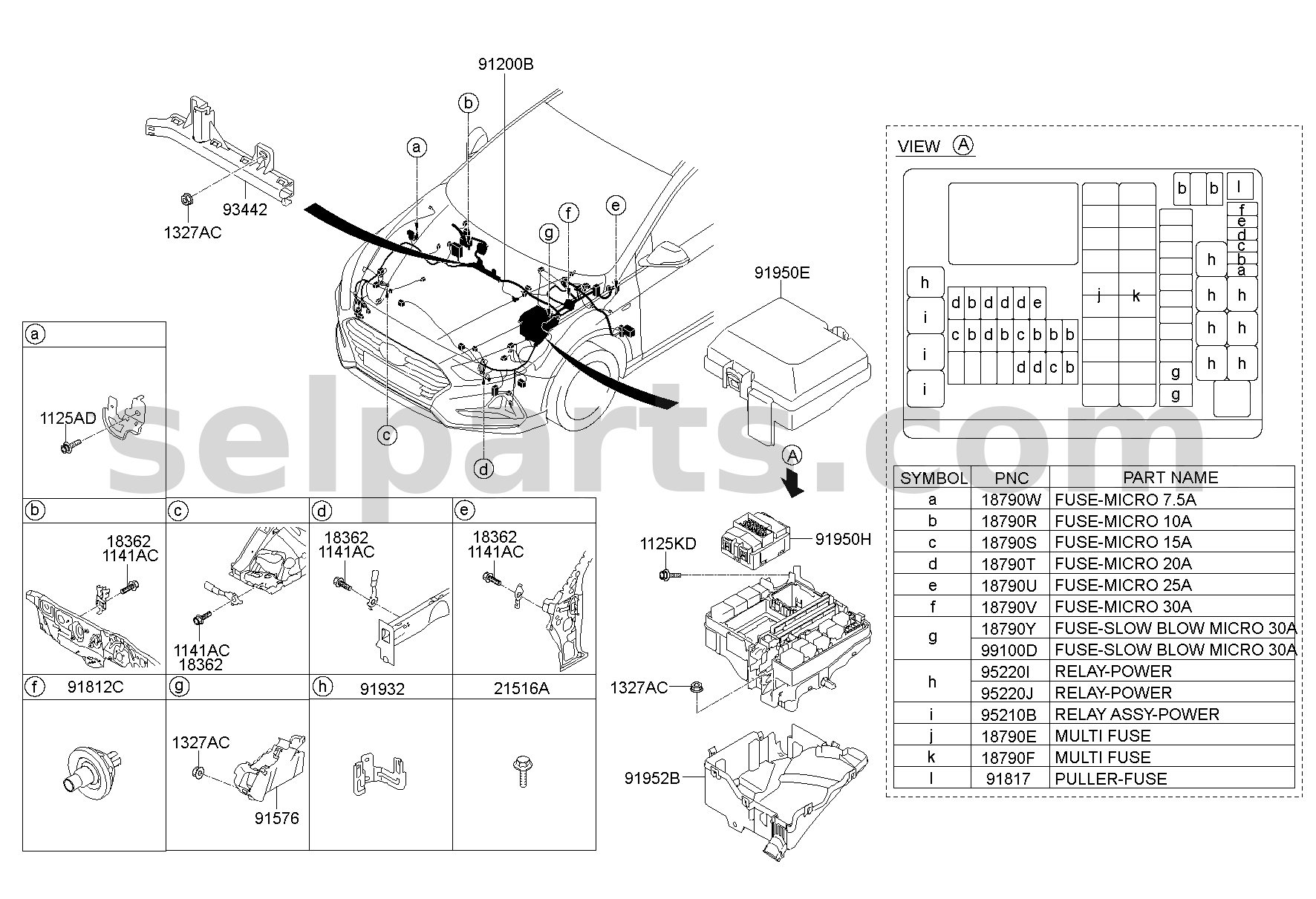 Genuine WIRING ASSY-FRT for Hyundai Sonata #912E0C1240