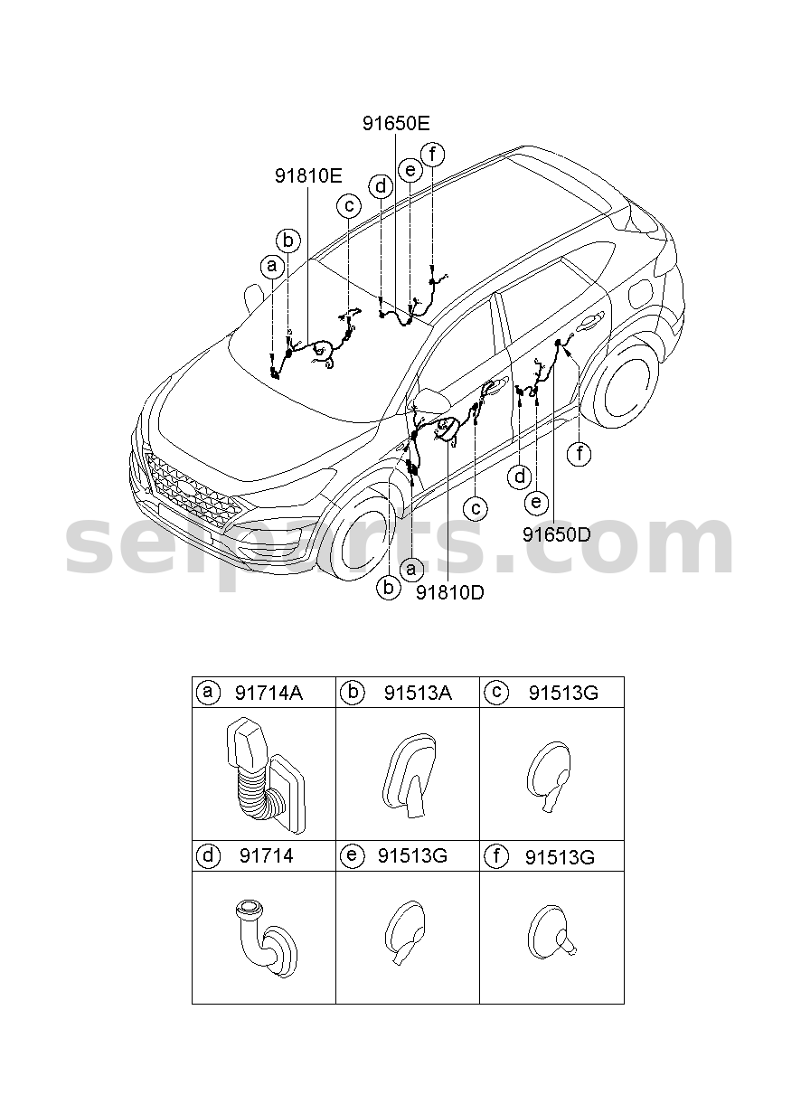 Genuine WIRING ASSY-FR DR(DRIVER) for Hyundai Tucson #91602D3110