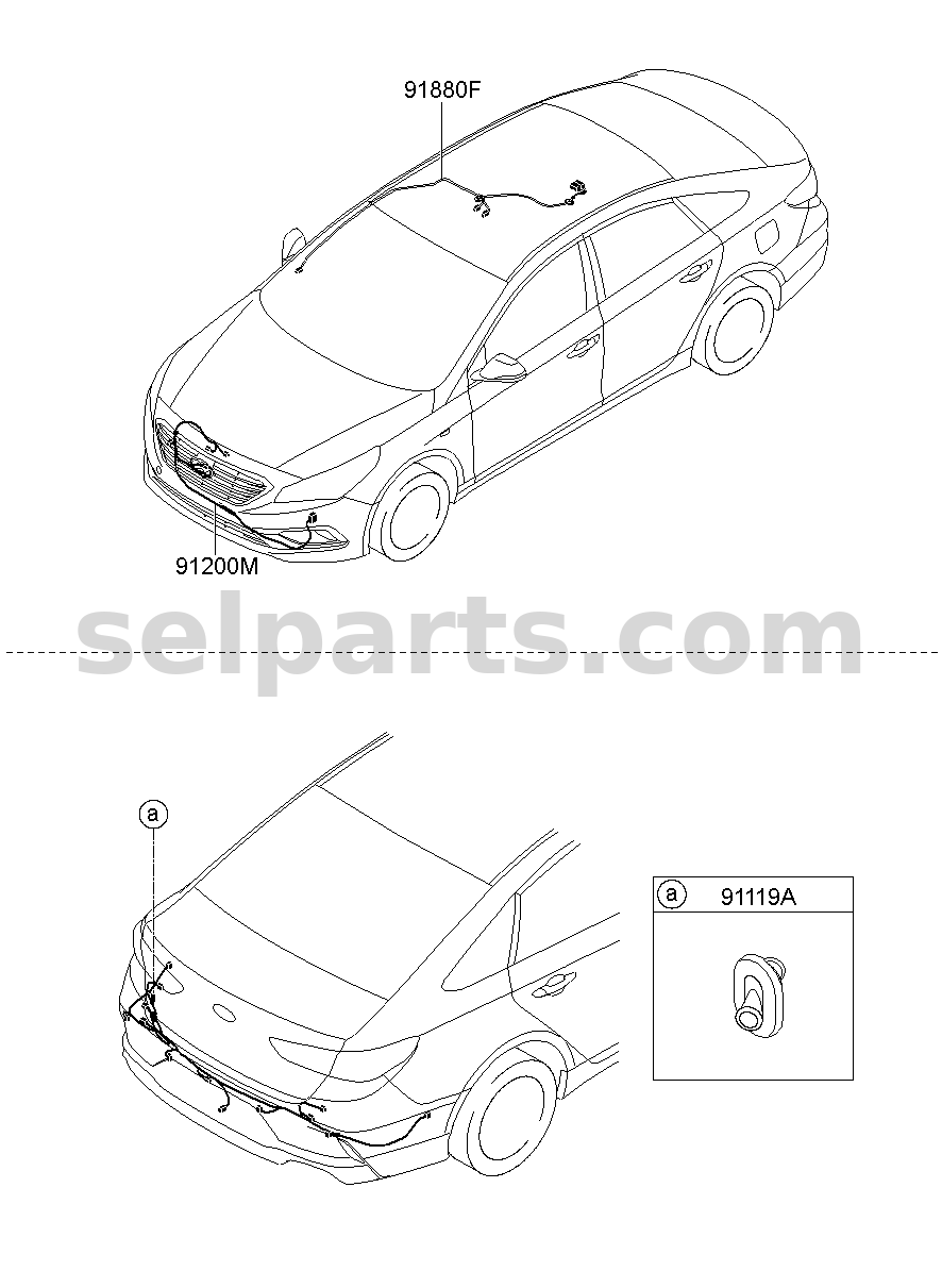 Genuine WIRING ASSY-FEM for Hyundai Sonata #91845C1010