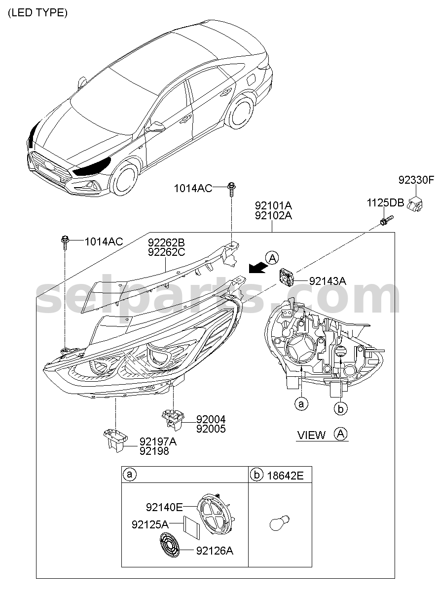 Genuine LAMP ASSY-HEAD,LH for Hyundai Sonata #92101C1640