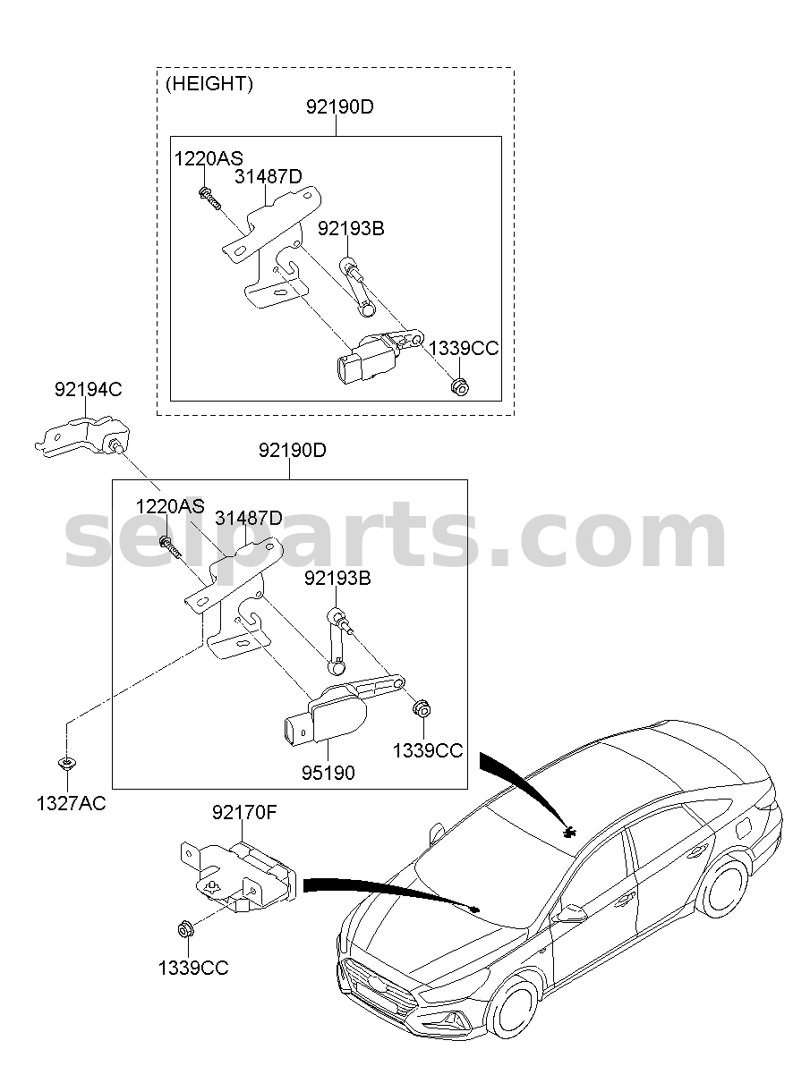 Genuine UNIT ASSY-H/L AUTO LEVELLING for Hyundai Sonata #55830C1500