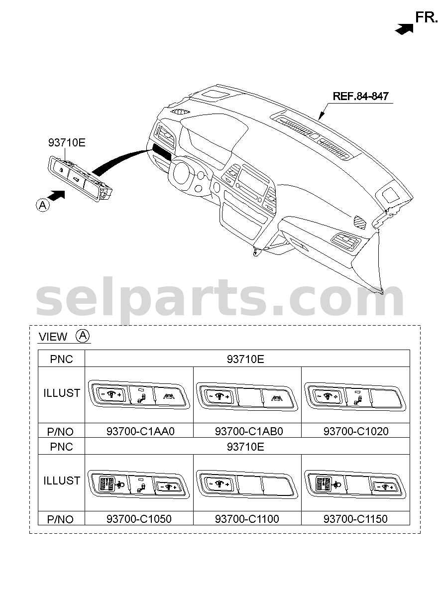 Genuine SWITCH ASSY-SIDE CRASH PAD for Hyundai Sonata #93700C1150TRY