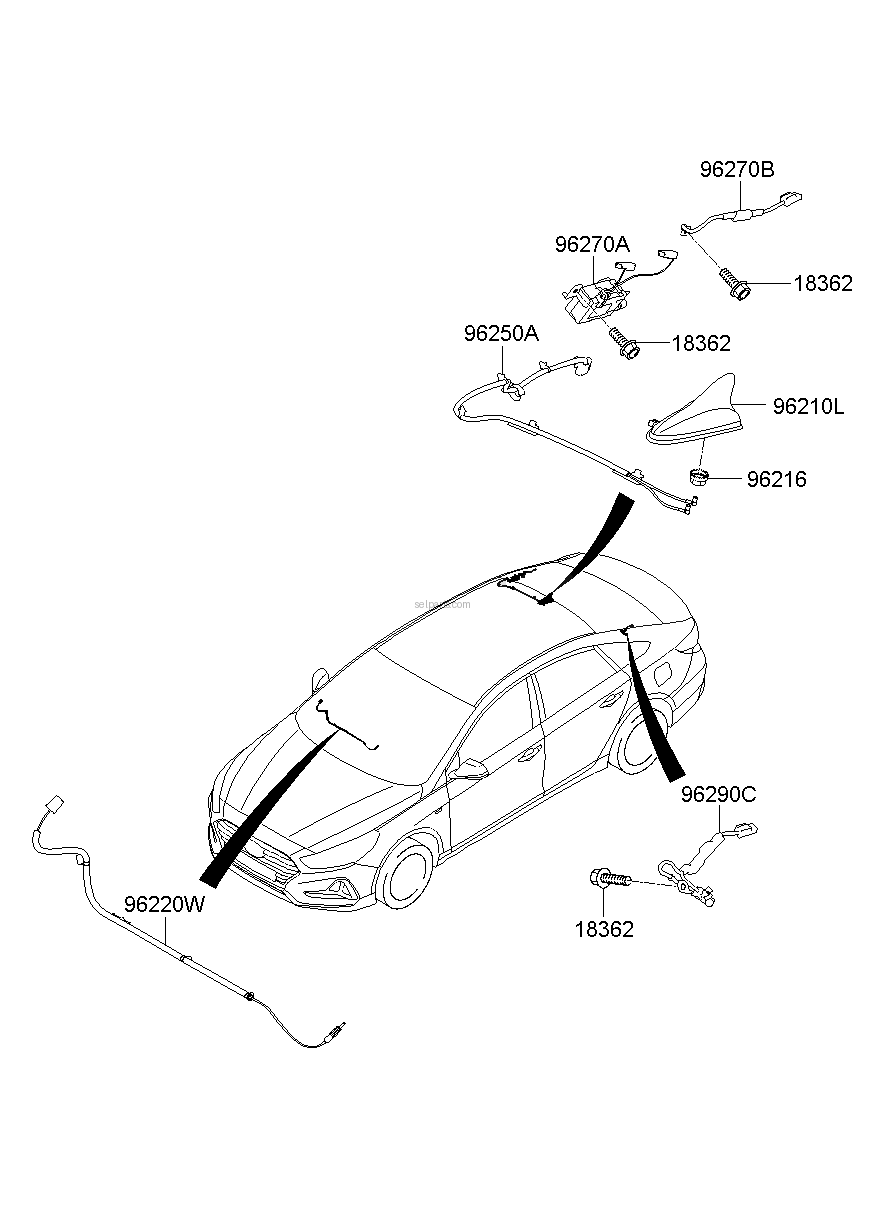 Genuine ANTENNA ASSY-COMBINATION for Hyundai Sonata #96210C1001PG9