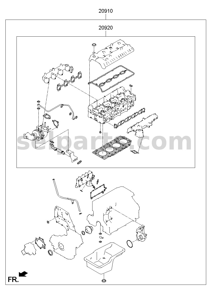 Genuine GASKET KIT-ENGINE OVERHAUL for Hyundai Grand Starex #209104AJ00